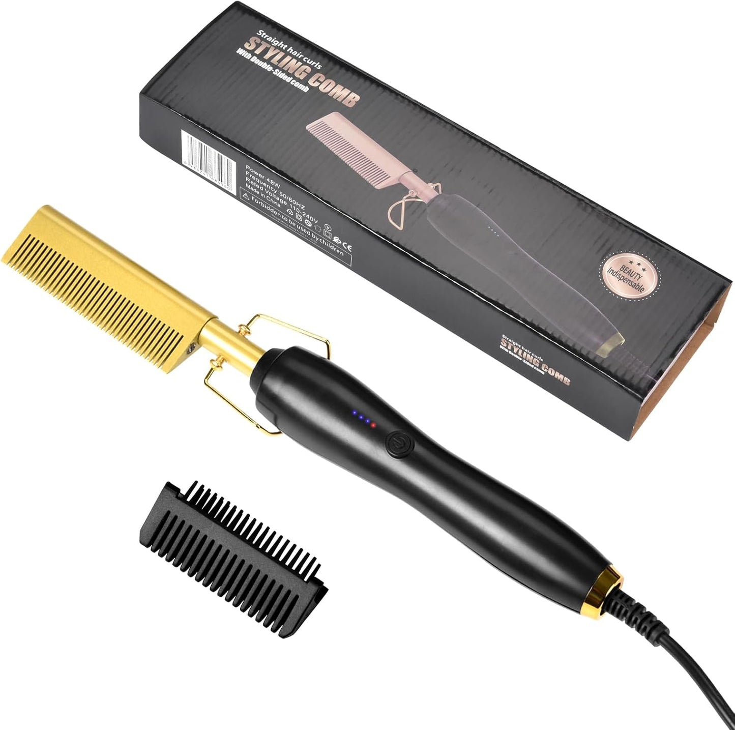 Electric Hot Comb Hair Straightener, Beard Straightener Brush