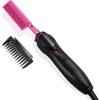 Ceramic Heating Hair Straightener Comb -(Pink)