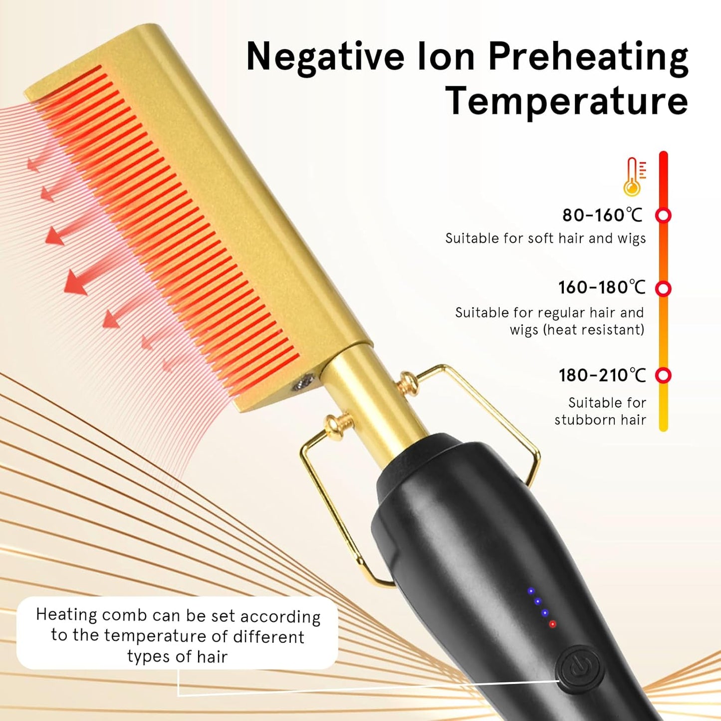 Electric Hot Comb Hair Straightener, Beard Straightener Brush