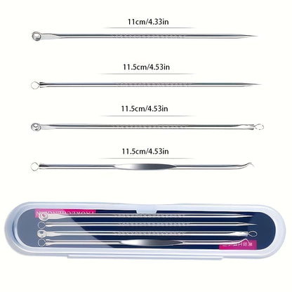 4pcs Stainless Professional Blackhead & Pimple Remover