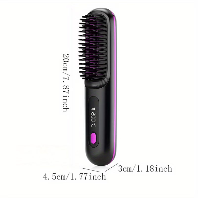 Portable Wireless Hair Straightener Brush(WHITE)