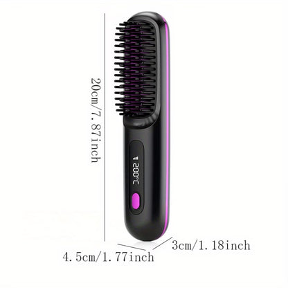 Portable Wireless Hair Straightener Brush(WHITE)